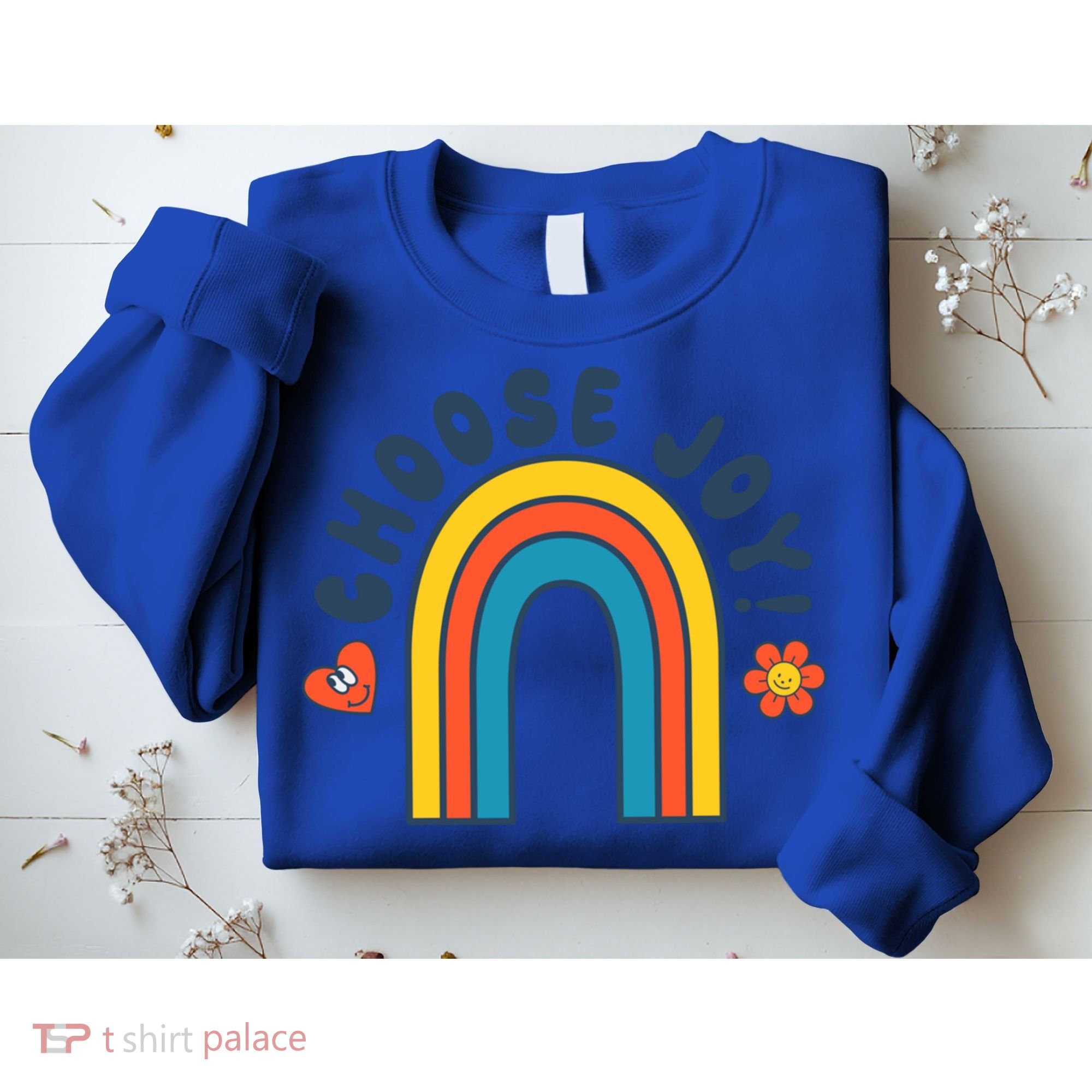 Choose Joy! Retro 70's Style Happy Rainbow Cool Gift Sweatshirt