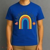 Choose Joy! Retro 70's Style Happy Rainbow Cool Gift T-Shirt thumb 3