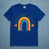 Choose Joy! Retro 70's Style Happy Rainbow Cool Gift T-Shirt thumb 5