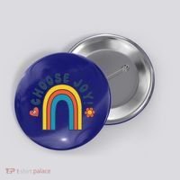 Choose Joy! Retro 70's Style Happy Rainbow Cool Gift Button thumb 0