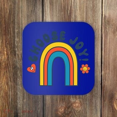 Choose Joy! Retro 70's Style Happy Rainbow Cool Gift Coaster