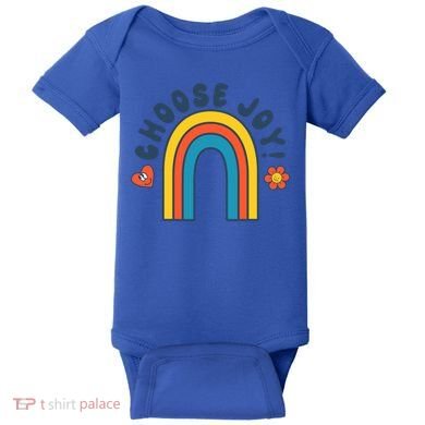 Choose Joy! Retro 70's Style Happy Rainbow Cool Gift Baby Bodysuit