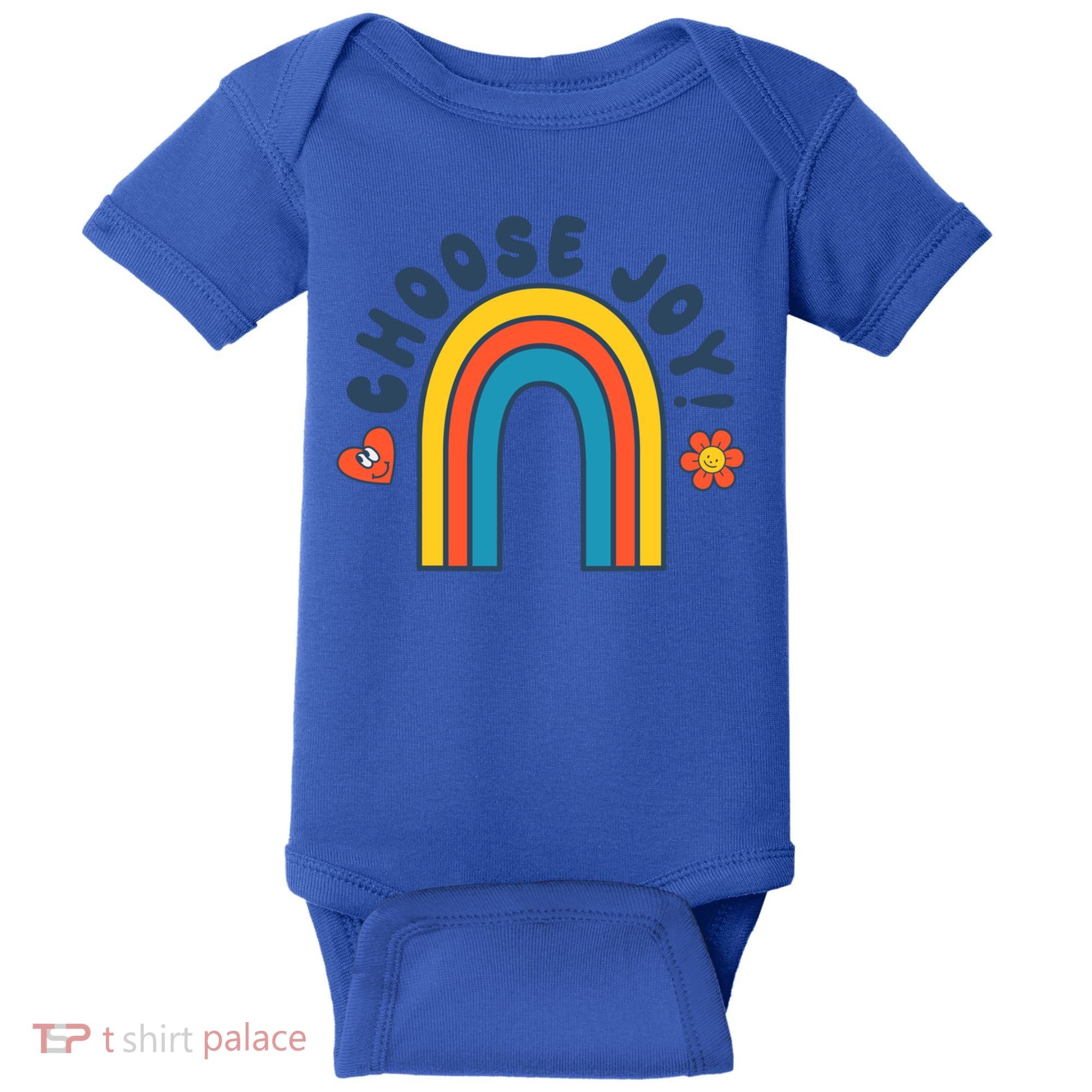 Choose Joy! Retro 70's Style Happy Rainbow Cool Gift Baby Bodysuit