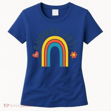 Choose Joy! Retro 70's Style Happy Rainbow Cool Gift Women's T-Shirt