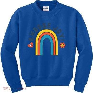 Choose Joy! Retro 70's Style Happy Rainbow Cool Gift Kids Sweatshirt