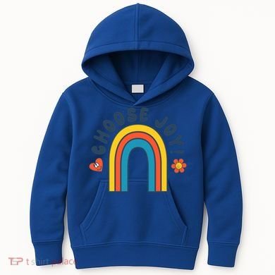 Choose Joy! Retro 70's Style Happy Rainbow Cool Gift Kids Hoodie