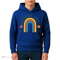 Choose Joy! Retro 70's Style Happy Rainbow Cool Gift Kids Hoodie thumb 4