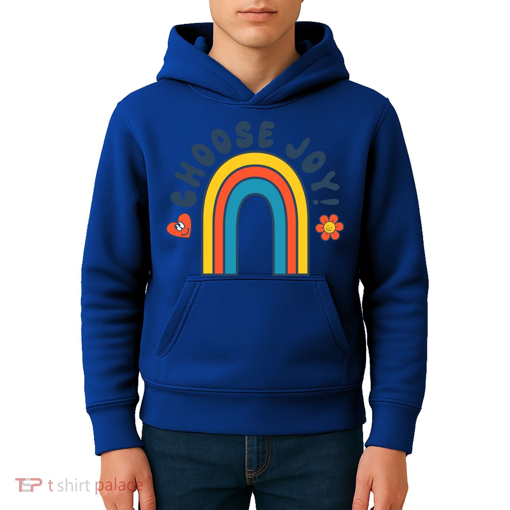 Choose Joy! Retro 70's Style Happy Rainbow Cool Gift Kids Hoodie