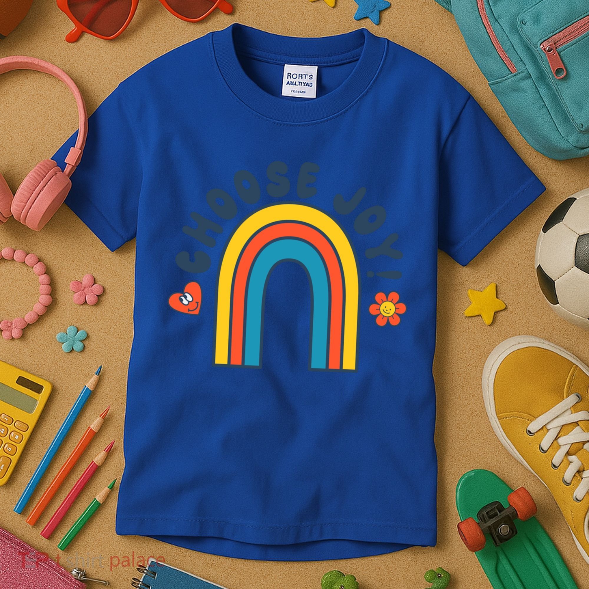 Choose Joy! Retro 70's Style Happy Rainbow Cool Gift Kids T-Shirt