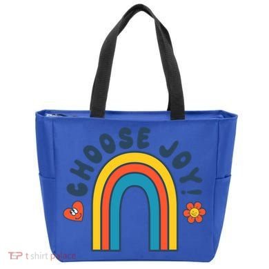 Choose Joy! Retro 70's Style Happy Rainbow Cool Gift Tote Bag