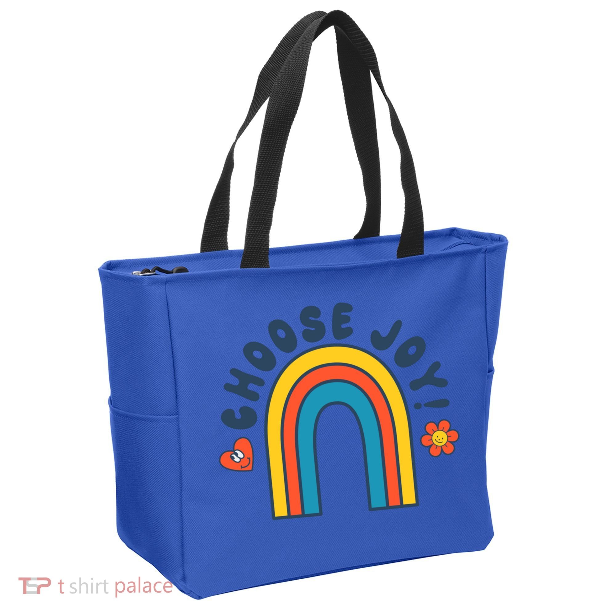 Choose Joy! Retro 70's Style Happy Rainbow Cool Gift Tote Bag