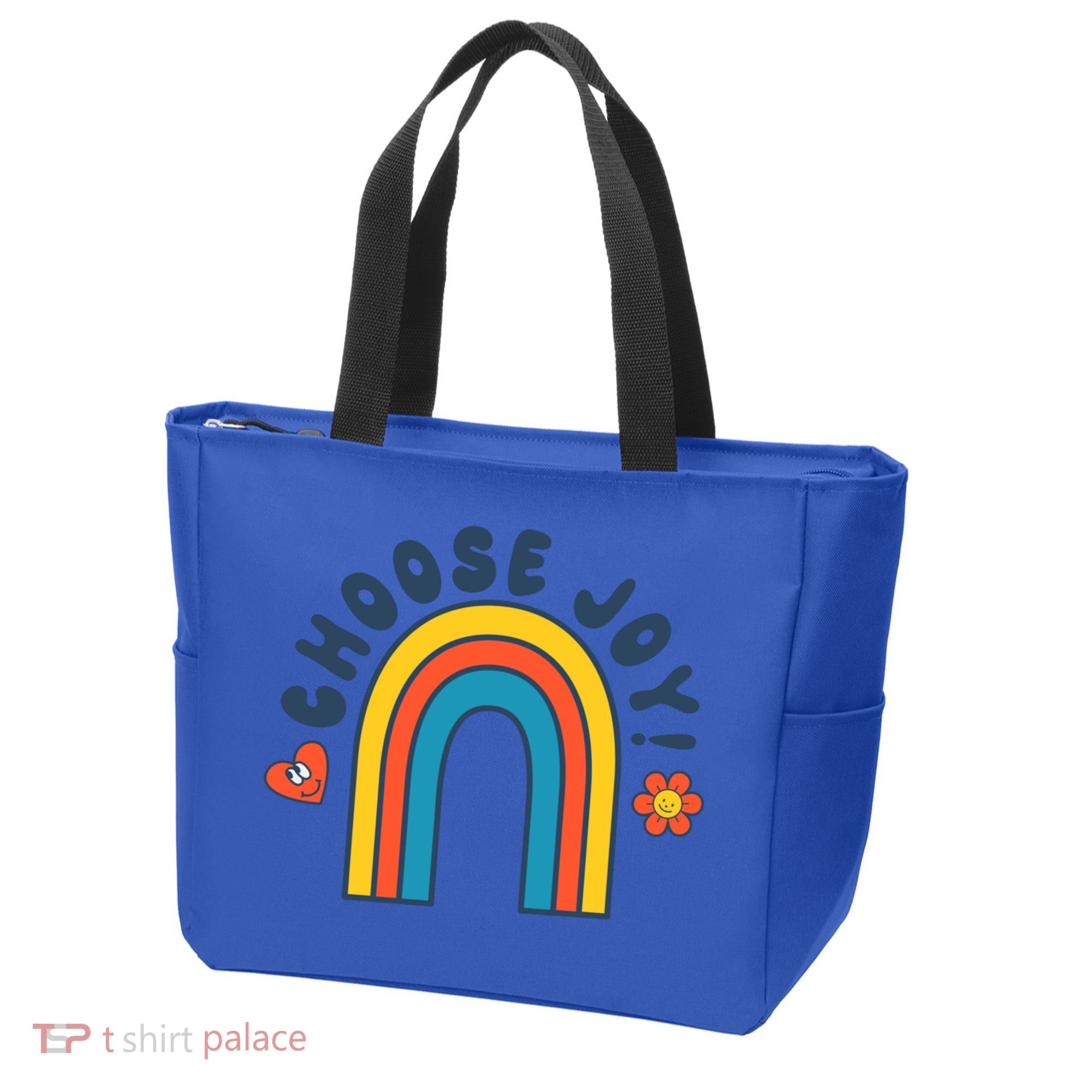 Choose Joy! Retro 70's Style Happy Rainbow Cool Gift Tote Bag