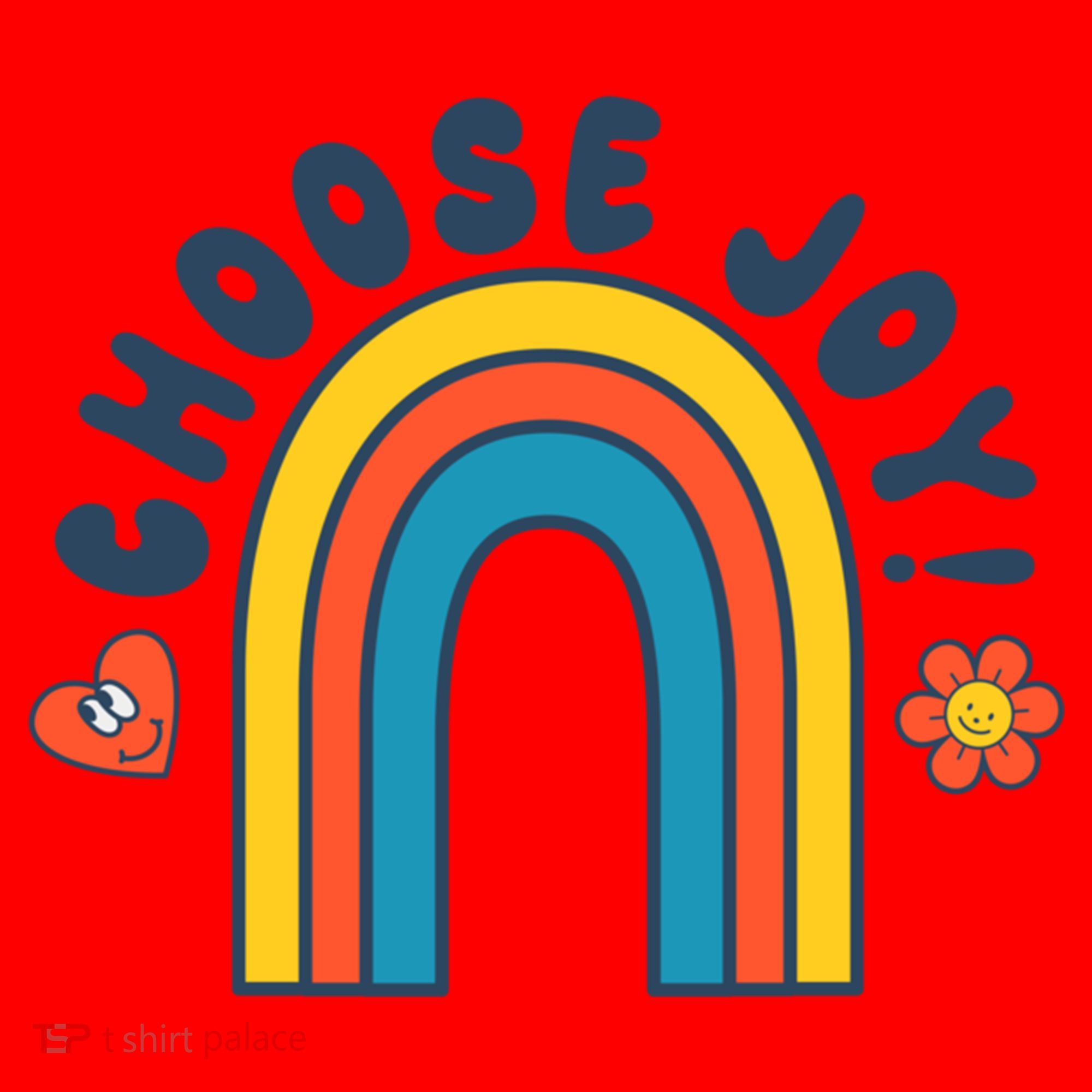 Choose Joy! Retro 70's Style Happy Rainbow Cool Gift Santa Hat