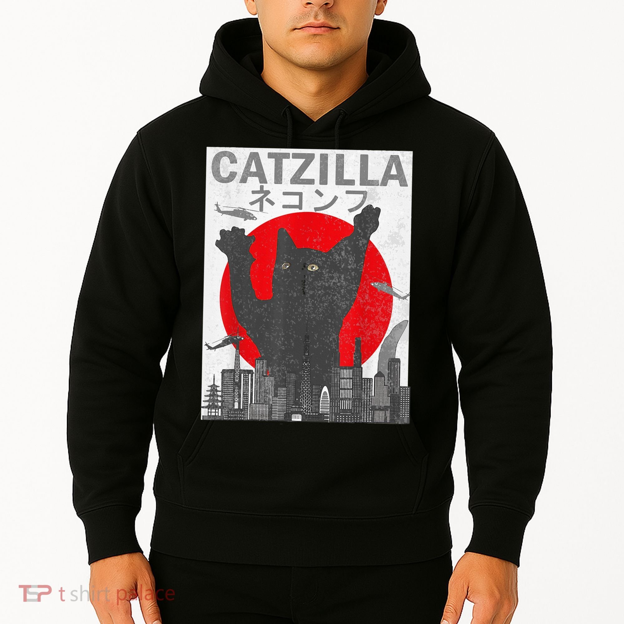 Catzilla Japanese Sunset Style Cat Hoodie