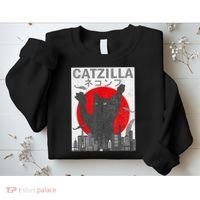 Catzilla Japanese Sunset Style Cat Sweatshirt thumb 2
