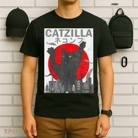 Catzilla Japanese Sunset Style Cat T-Shirt thumb 6