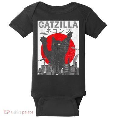Catzilla Japanese Sunset Style Cat Baby Bodysuit