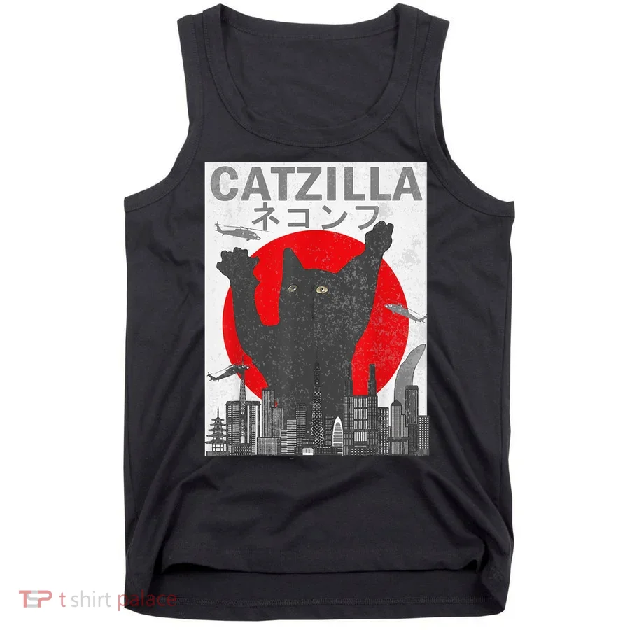 Catzilla Japanese Sunset Style Cat Tank Top