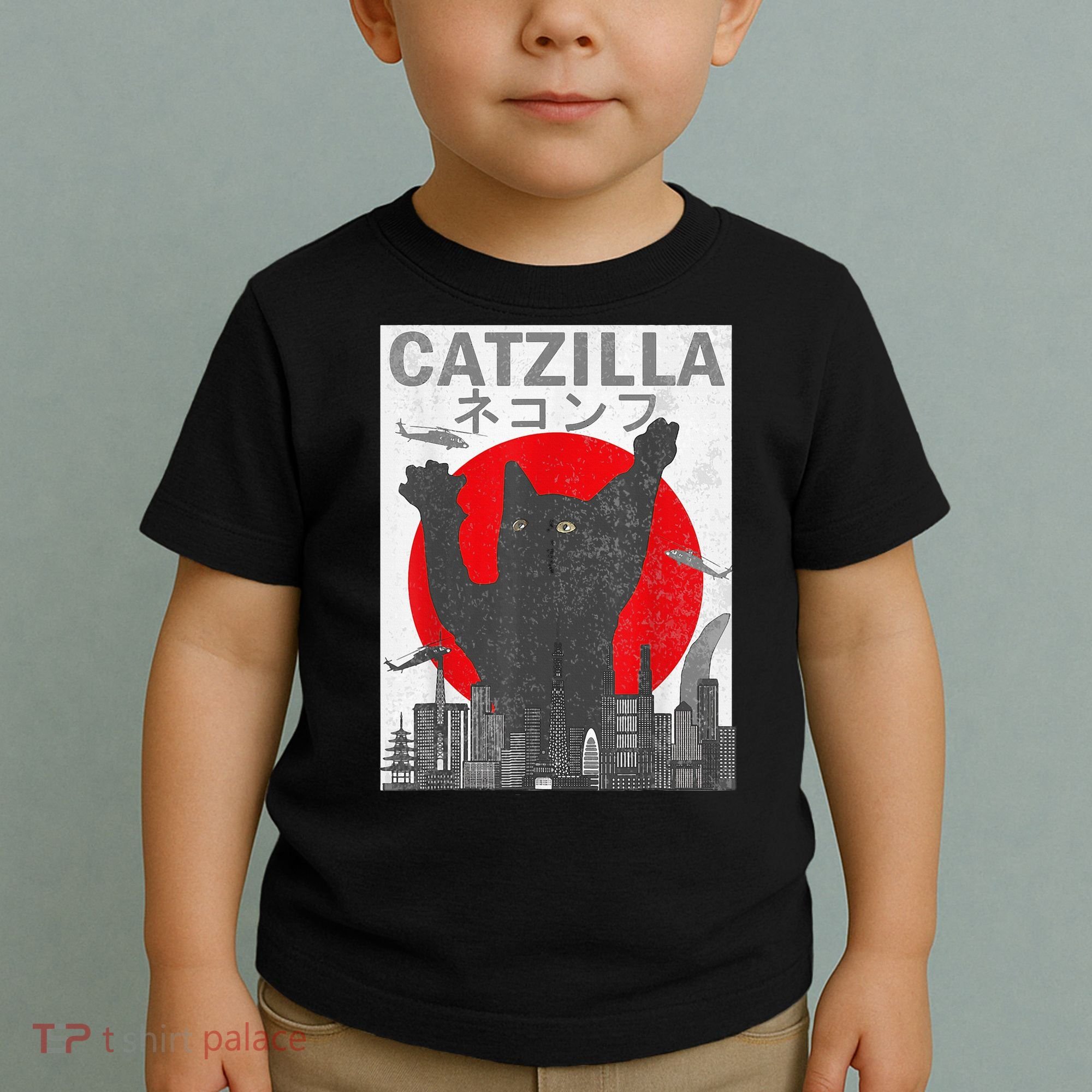 Catzilla Japanese Sunset Style Cat Toddler T-Shirt