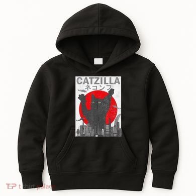 Catzilla Japanese Sunset Style Cat Kids Hoodie