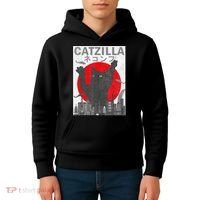 Catzilla Japanese Sunset Style Cat Kids Hoodie thumb 4
