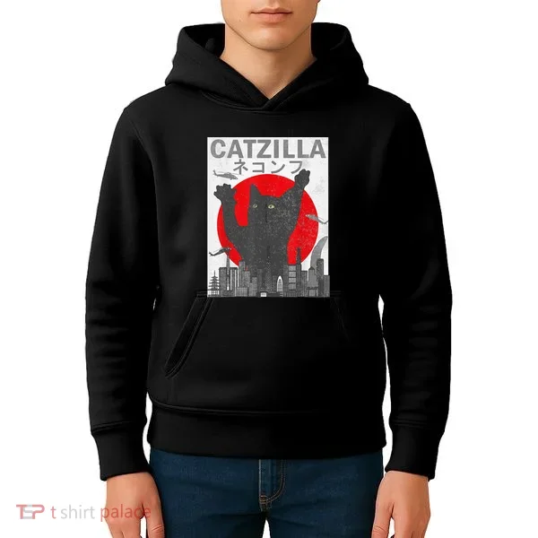 Catzilla Japanese Sunset Style Cat Kids Hoodie