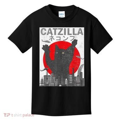 Catzilla Japanese Sunset Style Cat Kids T-Shirt