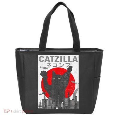 Catzilla Japanese Sunset Style Cat Tote Bag