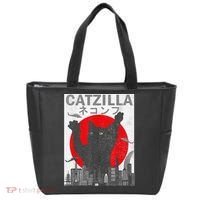 Catzilla Japanese Sunset Style Cat Tote Bag thumb 0