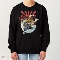 Cool Japanese Samurai Cat Neko Blue Wave Women's Sweatshirt thumb 0