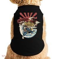 Cool Japanese Samurai Cat Neko Blue Wave Doggie Tank thumb 0