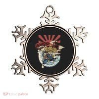 Cool Japanese Samurai Cat Neko Blue Wave Ornament thumb 0