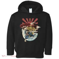 Cool Japanese Samurai Cat Neko Blue Wave Toddler Hoodie thumb 0