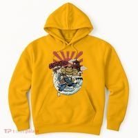 Cool Japanese Samurai Cat Neko Blue Wave Hoodie thumb 0