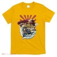 Cool Japanese Samurai Cat Neko Blue Wave T-Shirt thumb 0