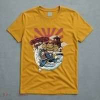 Cool Japanese Samurai Cat Neko Blue Wave T-Shirt thumb 5
