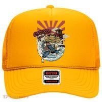 Cool Japanese Samurai Cat Neko Blue Wave Hat thumb 0