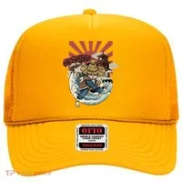 Cool Japanese Samurai Cat Neko Blue Wave Hat thumb 0