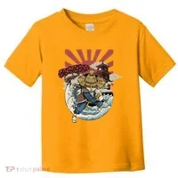 Cool Japanese Samurai Cat Neko Blue Wave Toddler T-Shirt thumb 0