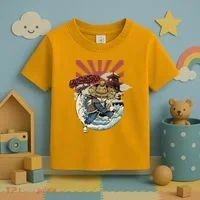 Cool Japanese Samurai Cat Neko Blue Wave Toddler T-Shirt thumb 3