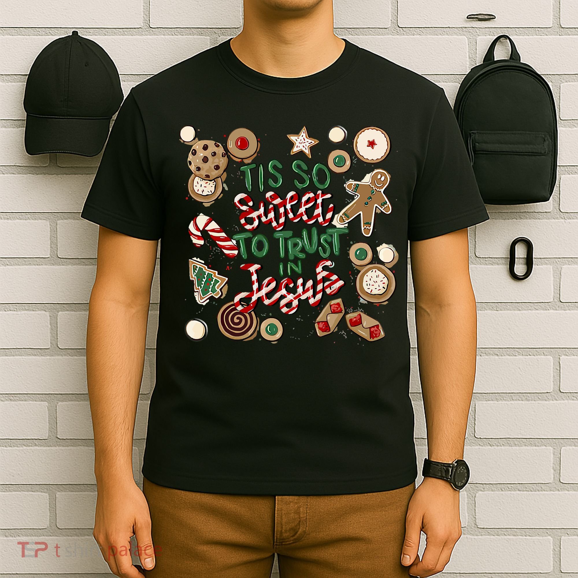 Christmas Jesus Tis So Sweet To Trust In Jesus Gingerbread T-Shirt