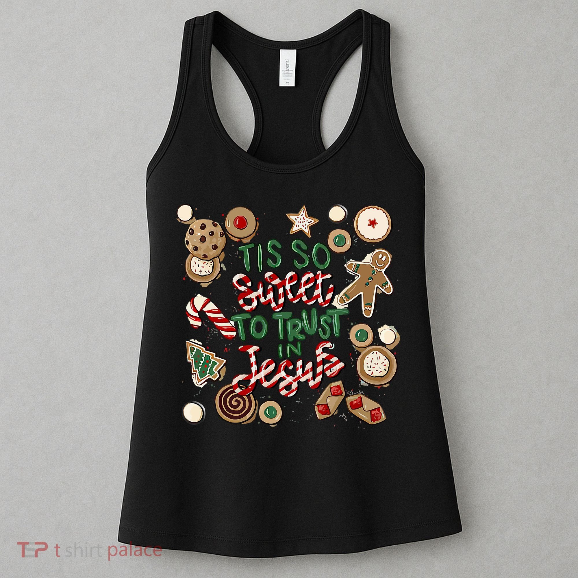 Christmas Jesus Tis So Sweet To Trust In Jesus Gingerbread Women's Tank Top