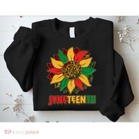 Celebrate Juneteenth Traditional African Pattern Sunflower Sweatshirt thumb 2