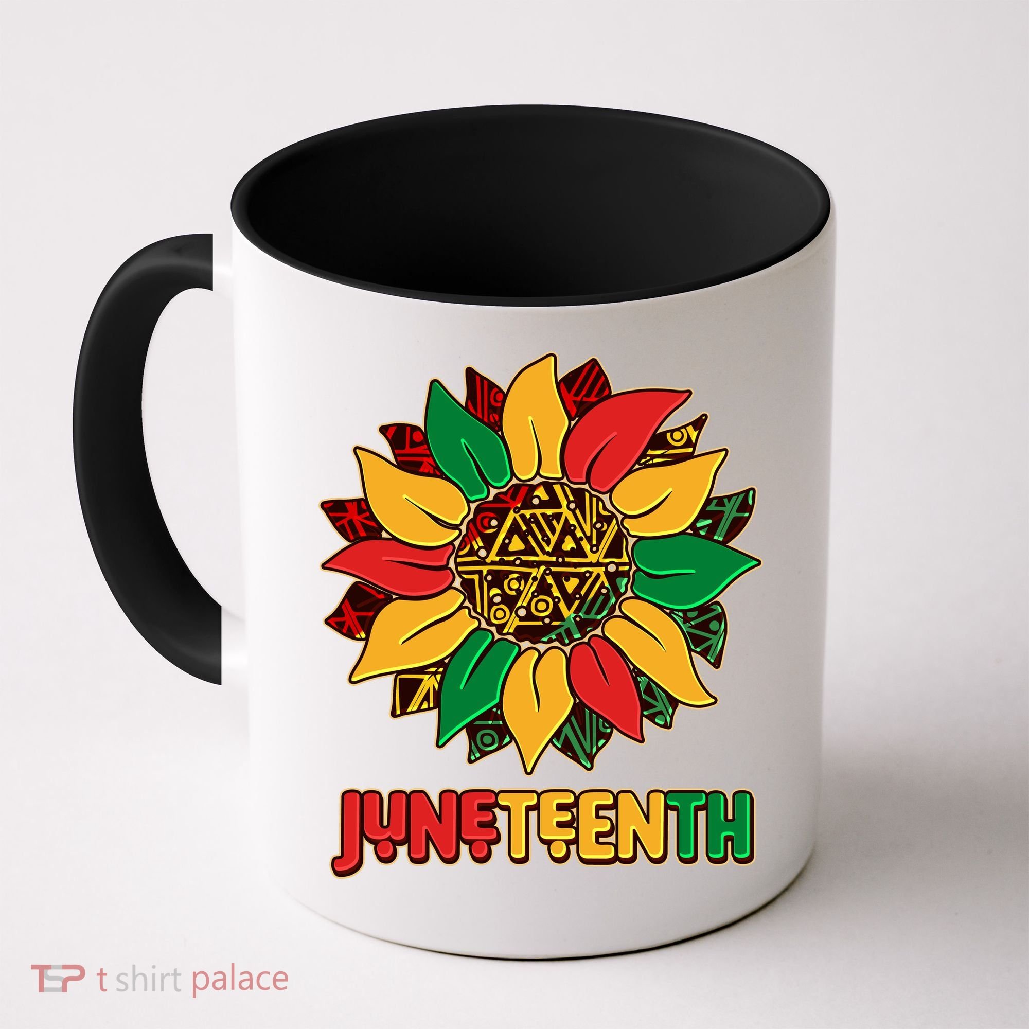 Celebrate Juneteenth Traditional African Pattern Sunflower Coffee Mug