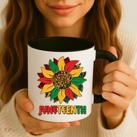 Celebrate Juneteenth Traditional African Pattern Sunflower Coffee Mug thumb 3