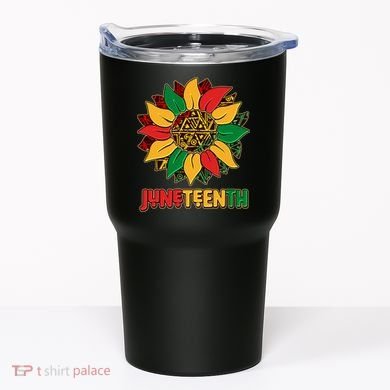 Celebrate Juneteenth Traditional African Pattern Sunflower Tumbler
