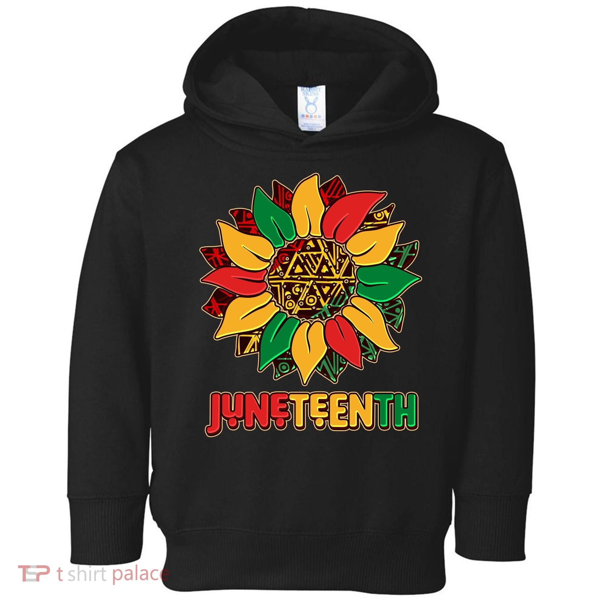 Celebrate Juneteenth Traditional African Pattern Sunflower Toddler Hoodie