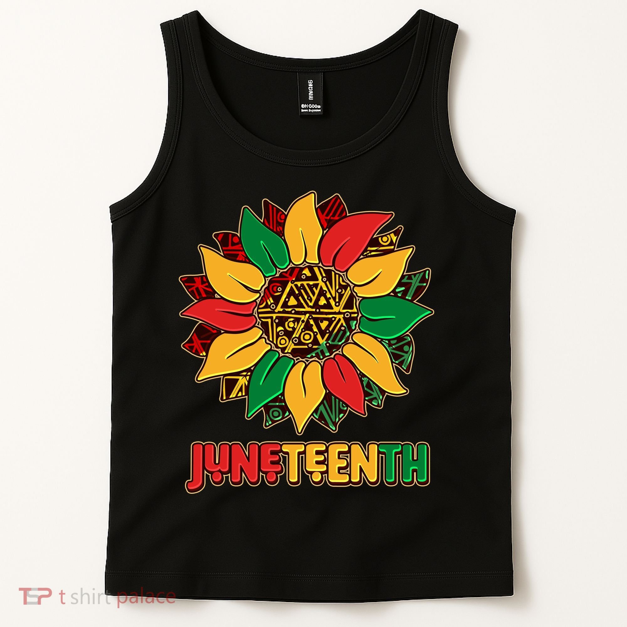 Celebrate Juneteenth Traditional African Pattern Sunflower Tank Top