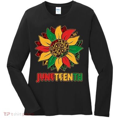 Celebrate Juneteenth Traditional African Pattern Sunflower Women's Long Sleeve Shirt