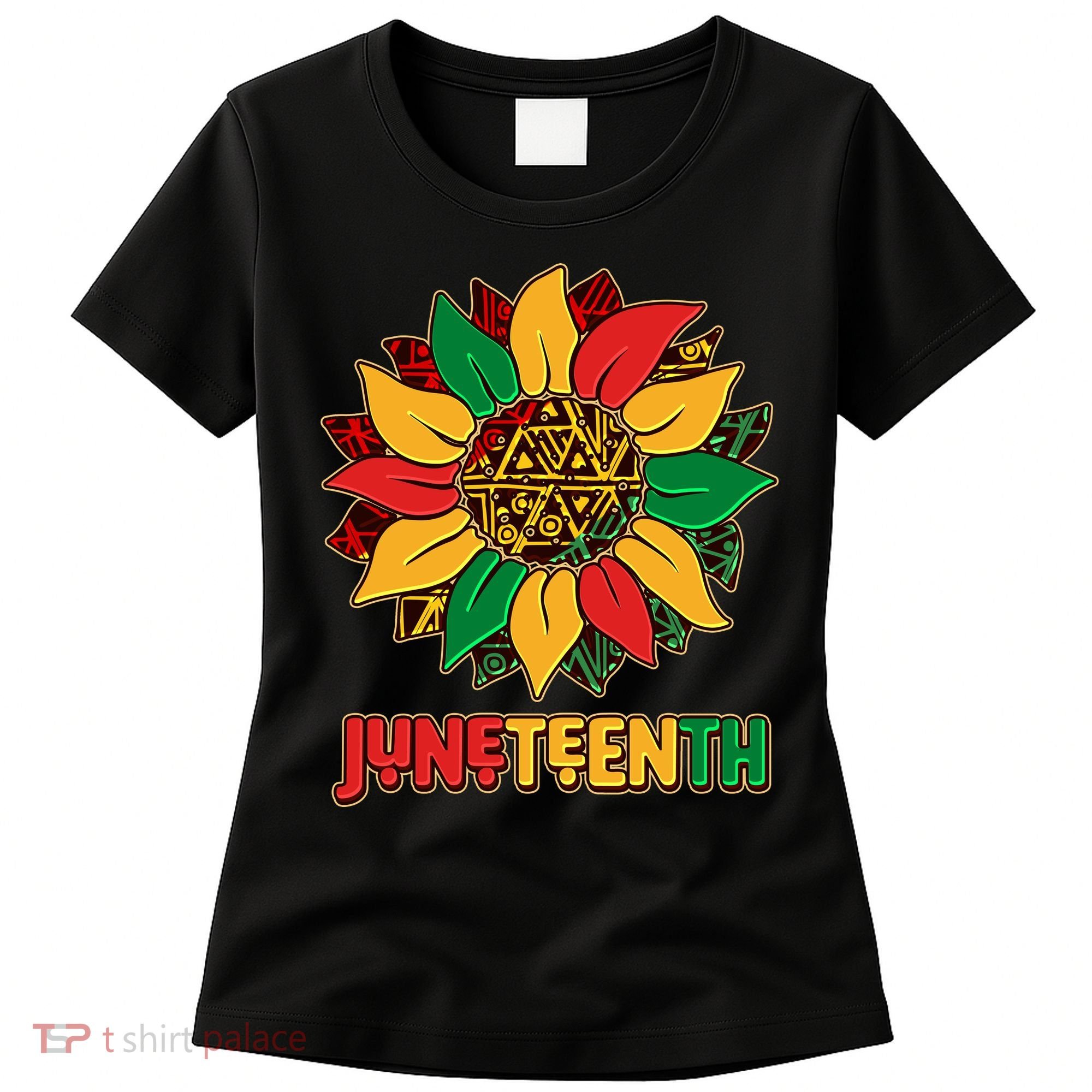 Celebrate Juneteenth Traditional African Pattern Sunflower Women's T-Shirt